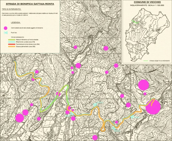 Cartografia per la richiesta di finanziamenti regionali per la manutenzione straordinaria di 9 strade comunali nel Comune di Vicchio (FI) - Ronta-Gattaia