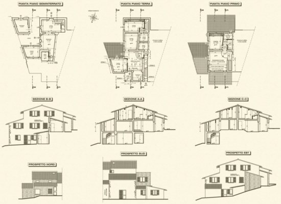 Ristrutturazione di un antico edificio parzialmente crollato in loc. Il Pozzo, nel Comune di Borgo San Lorenzo (FI) - progetto
