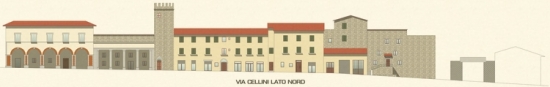 Studio dei colori delle facciate degli edifici del centro storico del Comune di Vicchio (FI) - via Cellini lato nord