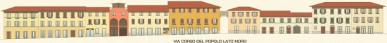 Studio dei colori delle facciate degli edifici del centro storico del Comune di Vicchio (FI) - via Corso del Popolo lato nord