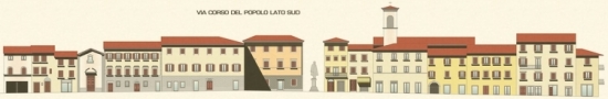Studio dei colori delle facciate degli edifici del centro storico del Comune di Vicchio (FI) - via Corso del Popolo lato sud