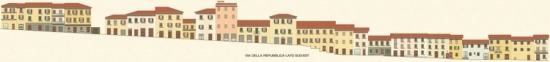 Studio dei colori delle facciate degli edifici del centro storico del Comune di Vicchio (FI) - via della Repubblica lato sud-est