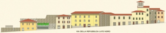 Studio dei colori delle facciate degli edifici del centro storico del Comune di Vicchio (FI) - via della Repubblica lato nord